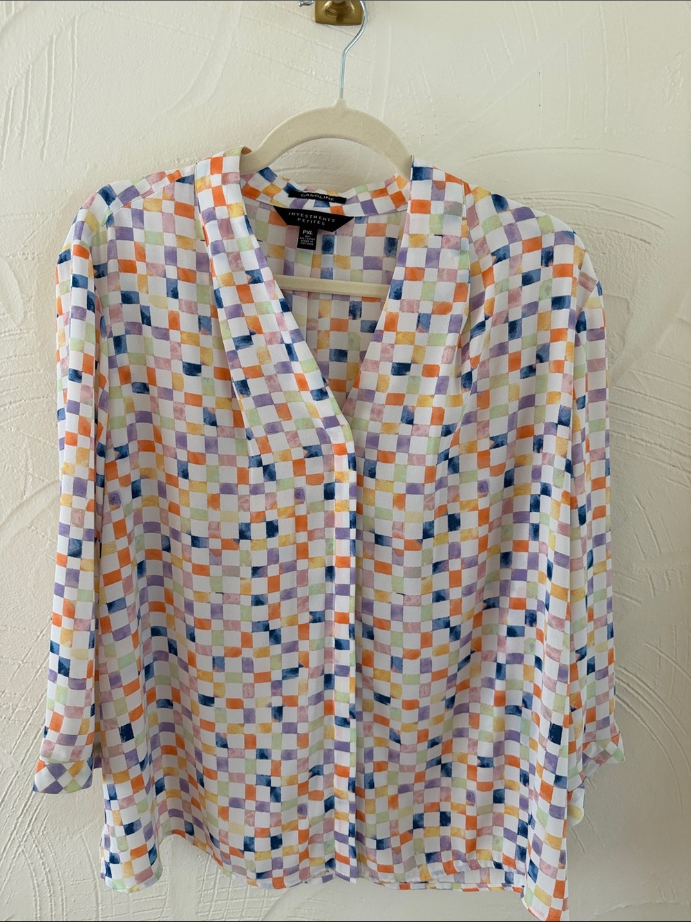 Investments Pastel Multicolor Check Blouse